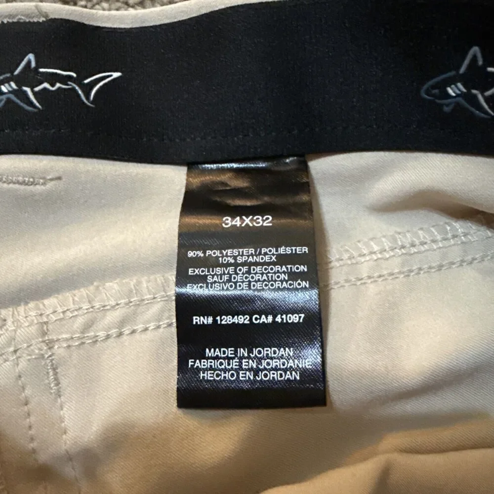 GREG NORMAN Performance Classic Dress Pants Stretch Tan Khaki Golf Career 34x32‎
